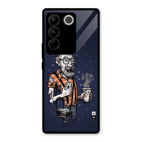 Photographer illustration Glass Back Case for Vivo V27