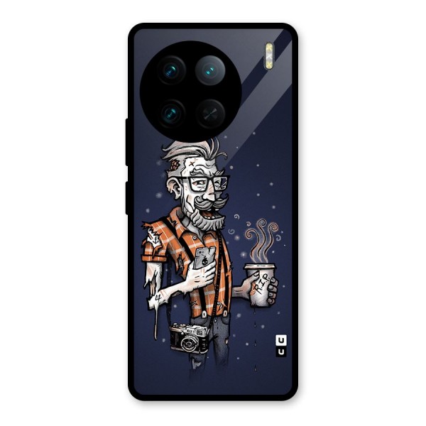 Photographer illustration Glass Back Case for Vivo X90 Pro