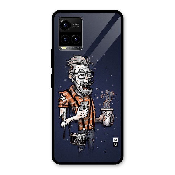 Photographer illustration Glass Back Case for Vivo Y21A