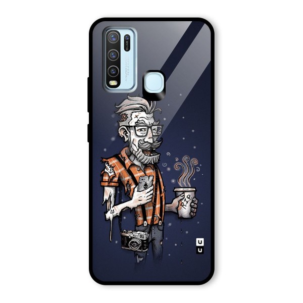 Photographer illustration Glass Back Case for Vivo Y30