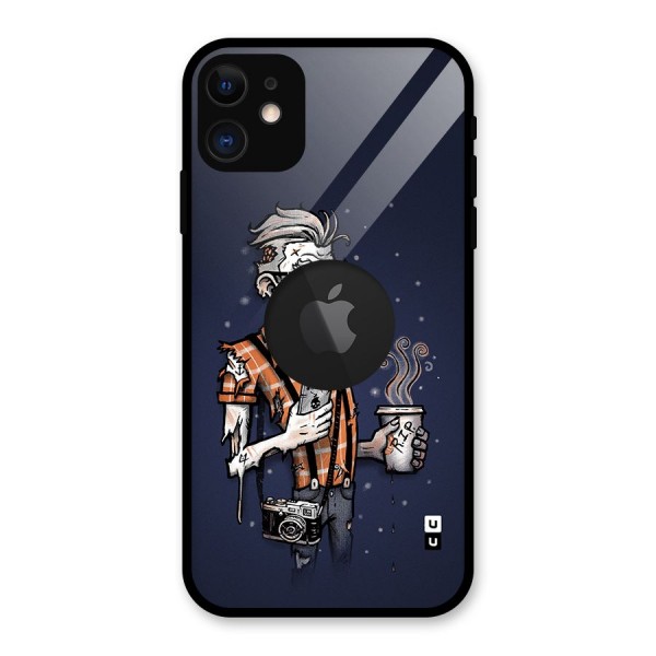 Photographer illustration Glass Back Case for iPhone 11 Logo Cut