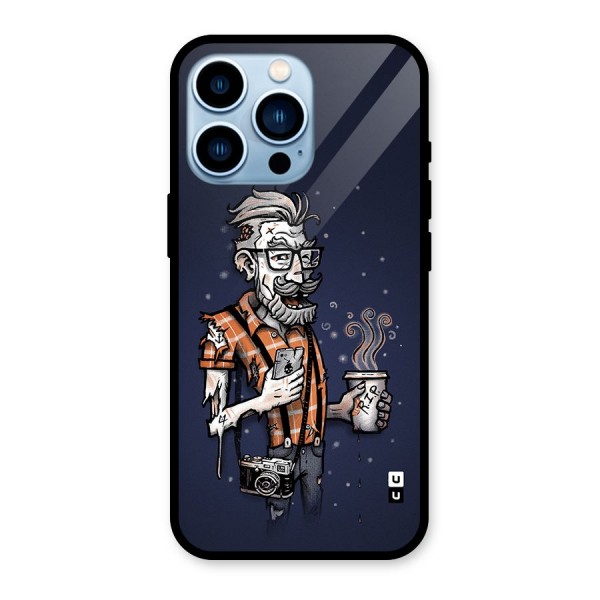 Photographer illustration Glass Back Case for iPhone 13 Pro