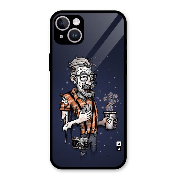 Photographer illustration Glass Back Case for iPhone 14 Plus