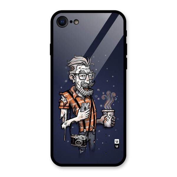 Photographer illustration Glass Back Case for iPhone 8