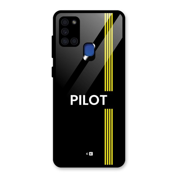 Pilot Stripes Glass Back Case for Galaxy A21s