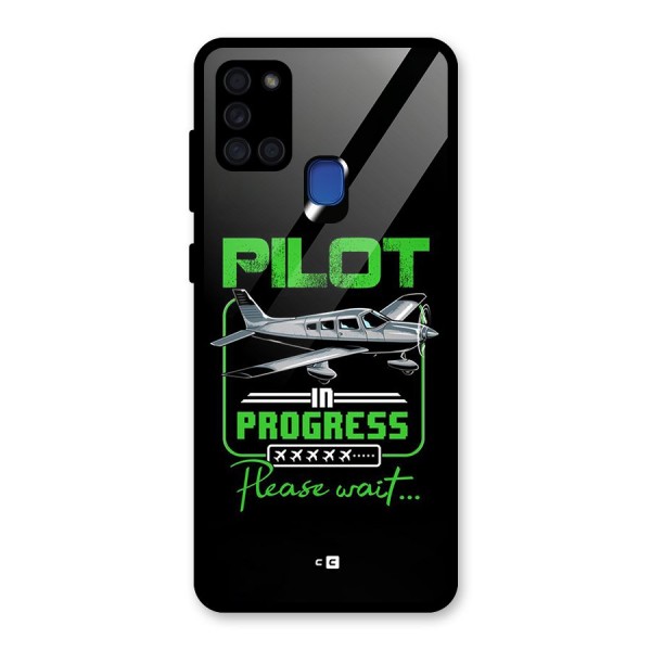 Pilot in Progress Glass Back Case for Galaxy A21s