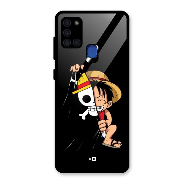 Pirate Luffy Glass Back Case for Galaxy A21s