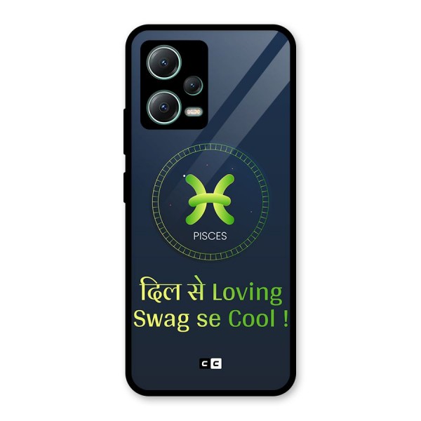 Pisces Swag Glass Back Case for Poco X5