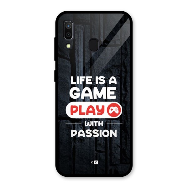 Play With Passion Glass Back Case for Galaxy A30