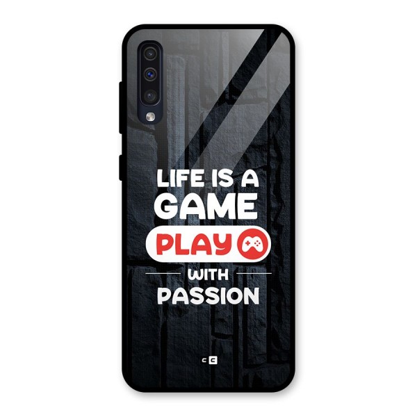 Play With Passion Glass Back Case for Galaxy A50