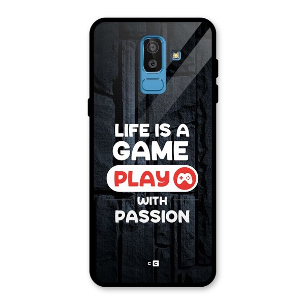 Play With Passion Glass Back Case for Galaxy J8