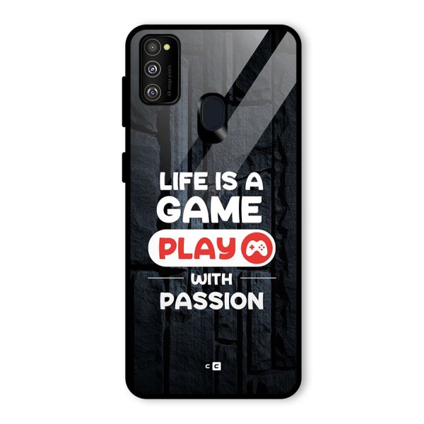 Play With Passion Glass Back Case for Galaxy M21