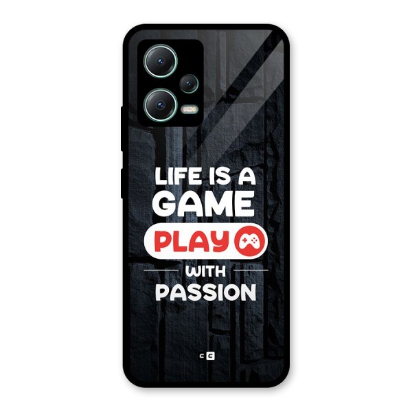 Play With Passion Glass Back Case for Poco X5