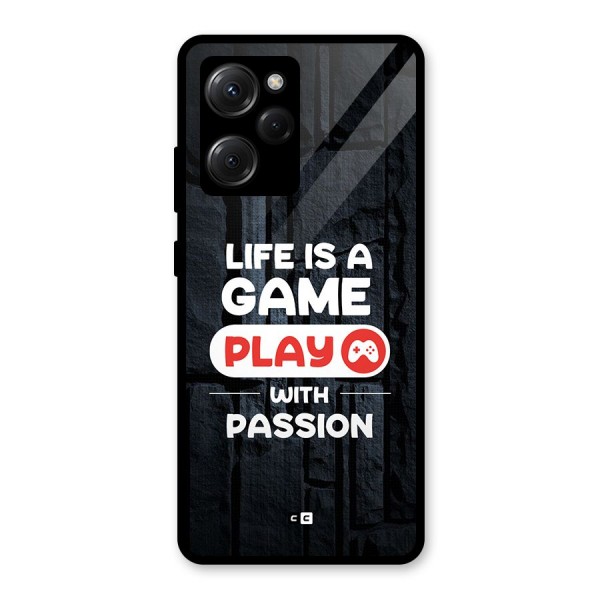 Play With Passion Glass Back Case for Poco X5 Pro