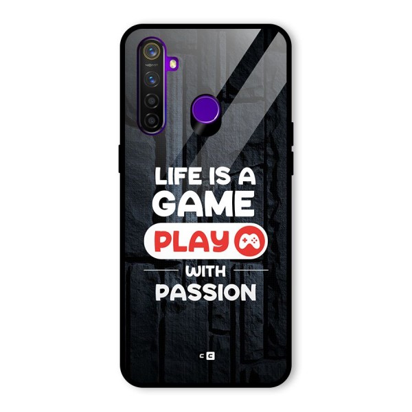 Play With Passion Glass Back Case for Realme 5 Pro