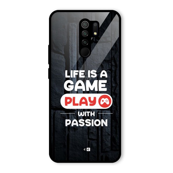 Play With Passion Glass Back Case for Redmi 9 Prime