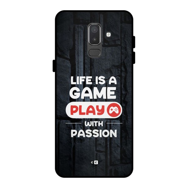 Play With Passion Metal Back Case for Galaxy On8 (2018)