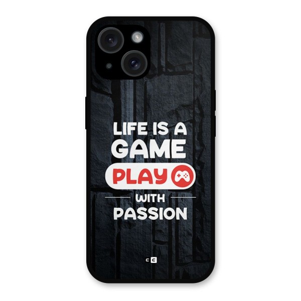 Play With Passion Metal Back Case for iPhone 15