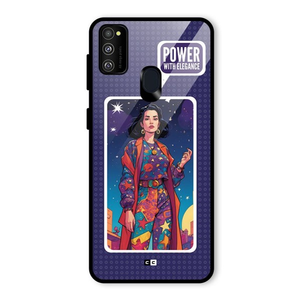 Power With Elegance Glass Back Case for Galaxy M21