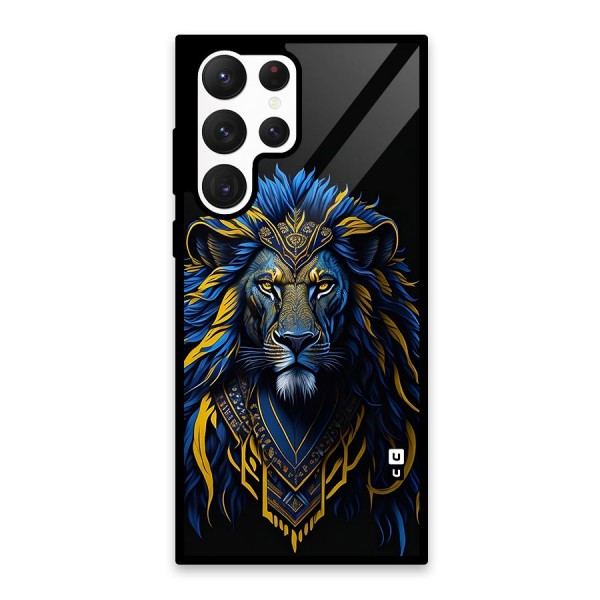 Premium Lion Abstract Portrait Art Glass Back Case for Galaxy S22 Ultra 5G