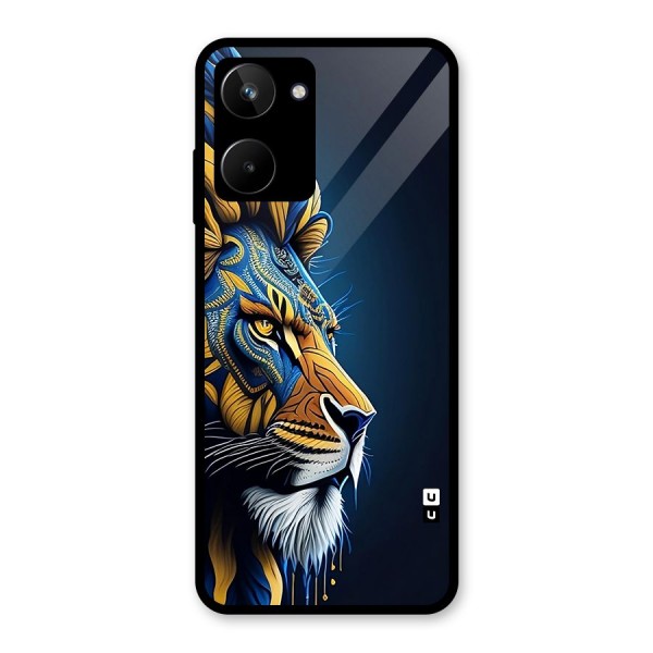 Premium Lion Abstract Side Art Glass Back Case for Realme 10