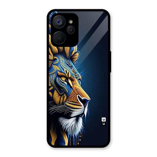 Premium Lion Abstract Side Art Glass Back Case for Realme 9i 5G