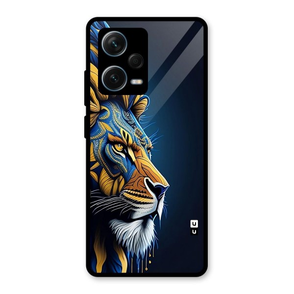 Premium Lion Abstract Side Art Glass Back Case for Redmi Note 12 Pro Plus 5G