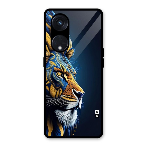 Premium Lion Abstract Side Art Glass Back Case for Reno8 T 5G