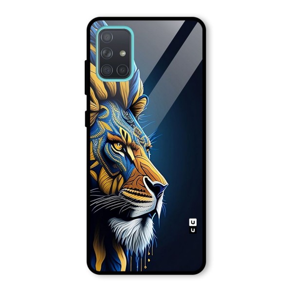 Premium Lion Abstract Side Art Glass Back Case for Galaxy A71