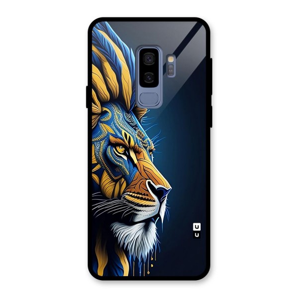 Premium Lion Abstract Side Art Glass Back Case for Galaxy S9 Plus