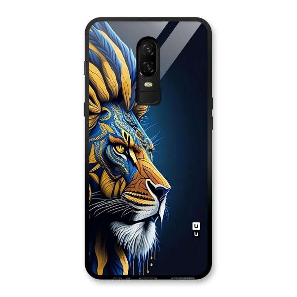 Premium Lion Abstract Side Art Glass Back Case for OnePlus 6