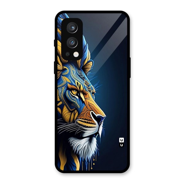 Premium Lion Abstract Side Art Glass Back Case for OnePlus Nord 2 5G