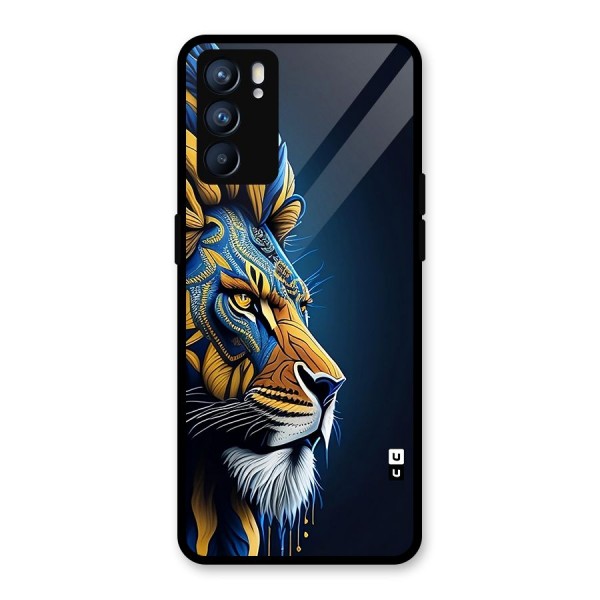 Premium Lion Abstract Side Art Glass Back Case for Oppo Reno6 5G