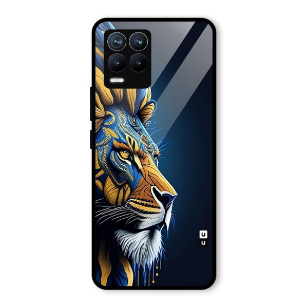 Premium Lion Abstract Side Art Glass Back Case for Realme 8