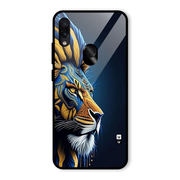 Premium Lion Abstract Side Art Glass Back Case for Redmi Note 7S