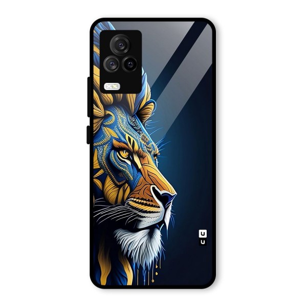 Premium Lion Abstract Side Art Glass Back Case for Vivo iQOO 7 Legend 5G