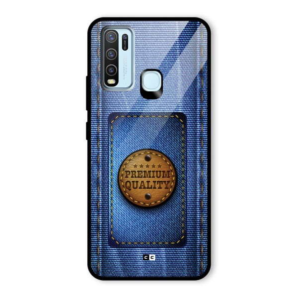 Premium Quality Denim Glass Back Case for Vivo Y30