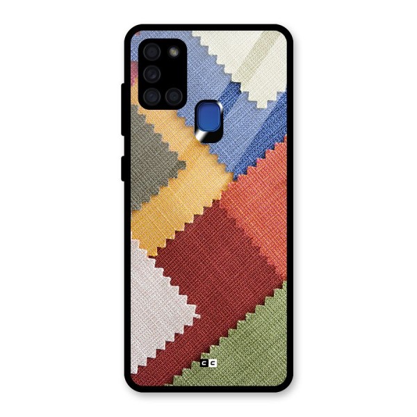 Printed Fabric Glass Back Case for Galaxy A21s