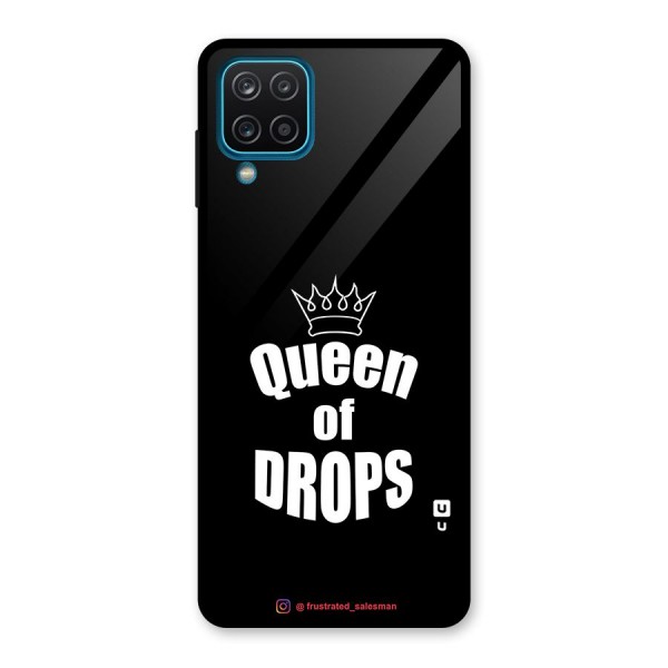 Queen of Drops Black Glass Back Case for Galaxy A12