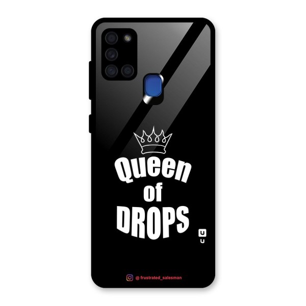 Queen of Drops Black Glass Back Case for Galaxy A21s