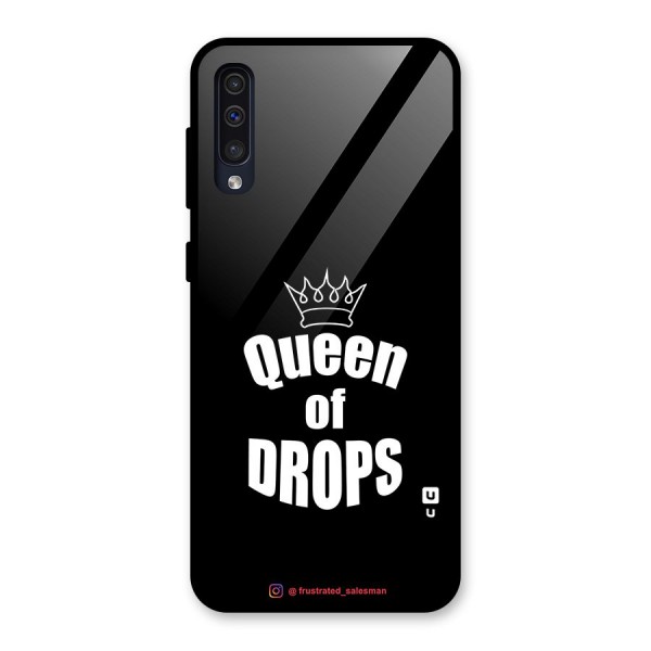 Queen of Drops Black Glass Back Case for Galaxy A50s