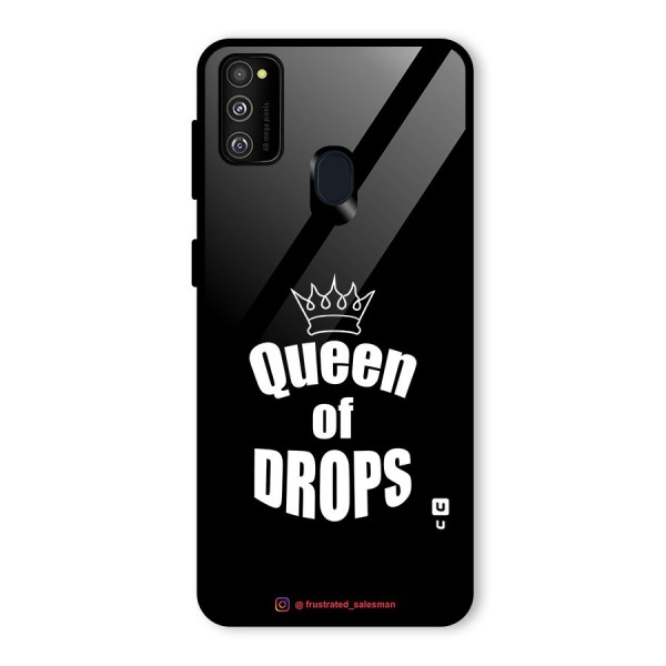 Queen of Drops Black Glass Back Case for Galaxy M21