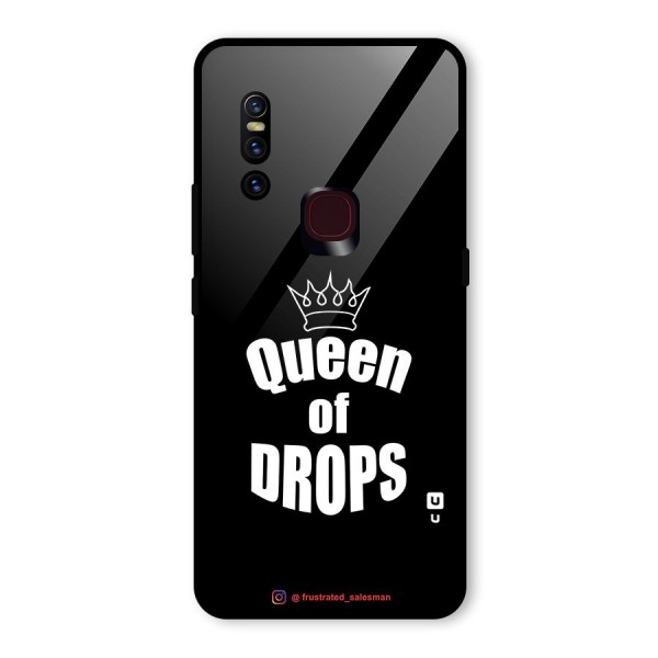 Queen of Drops Black Glass Back Case for Vivo V15