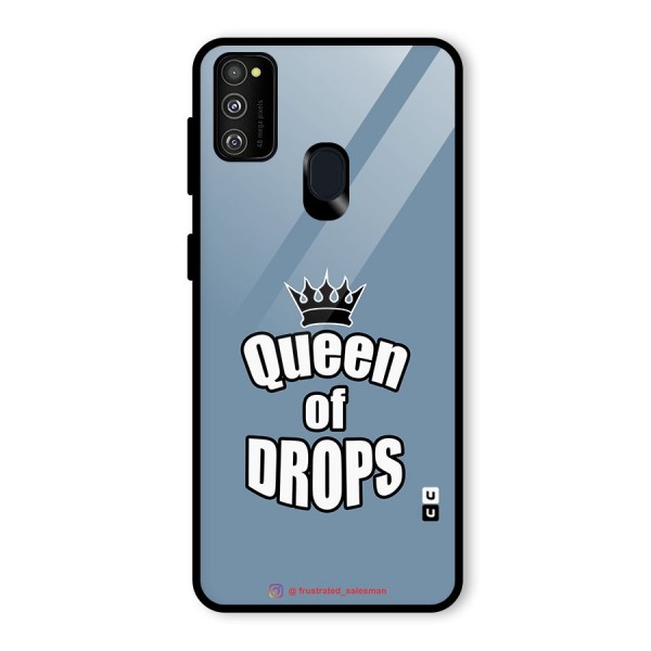 Queen of Drops SteelBlue Glass Back Case for Galaxy M21