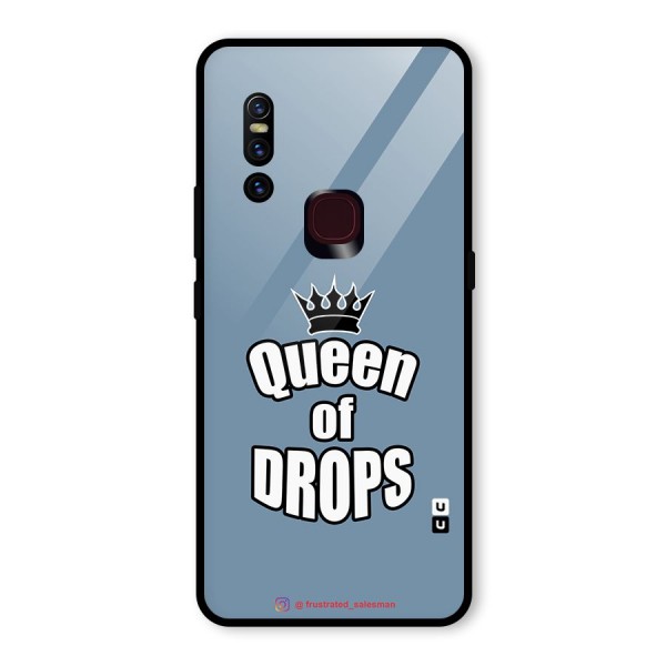 Queen of Drops SteelBlue Glass Back Case for Vivo V15