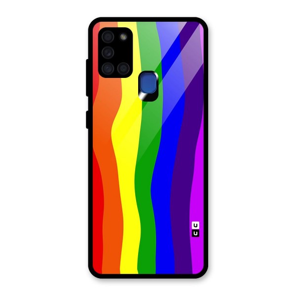 Rainbow Curves Glass Back Case for Galaxy A21s