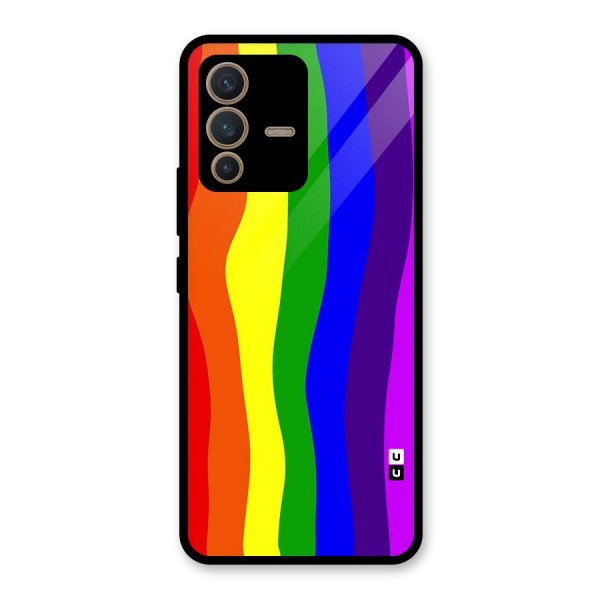 Rainbow Curves Glass Back Case for Vivo V23 5G