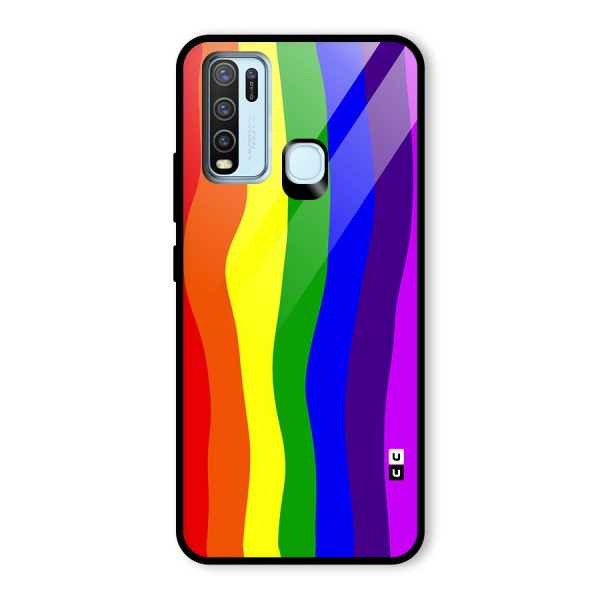 Rainbow Curves Glass Back Case for Vivo Y30