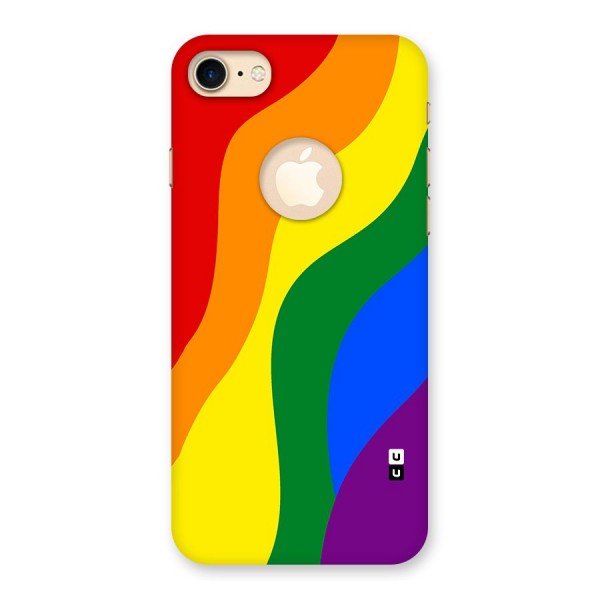 Rainbow Slant Curves Back Case for iPhone 8 Logo Cut