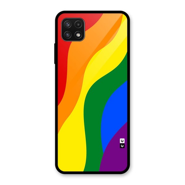 Rainbow Slant Curves Glass Back Case for Galaxy A22 5G